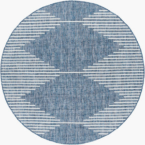 Livabliss Eagean Global Flatweave Polypropylene Rug Uv Resistant Patio Entryway Bohemian Dark Blue, Navy 6'7" x 6'7" Round EAG2350-67RD