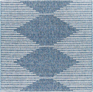 Livabliss Eagean Global Flatweave Polypropylene Rug Uv Resistant Patio Entryway Bohemian Dark Blue, Navy 7'10" x 7'10" Square EAG2350-710SQ