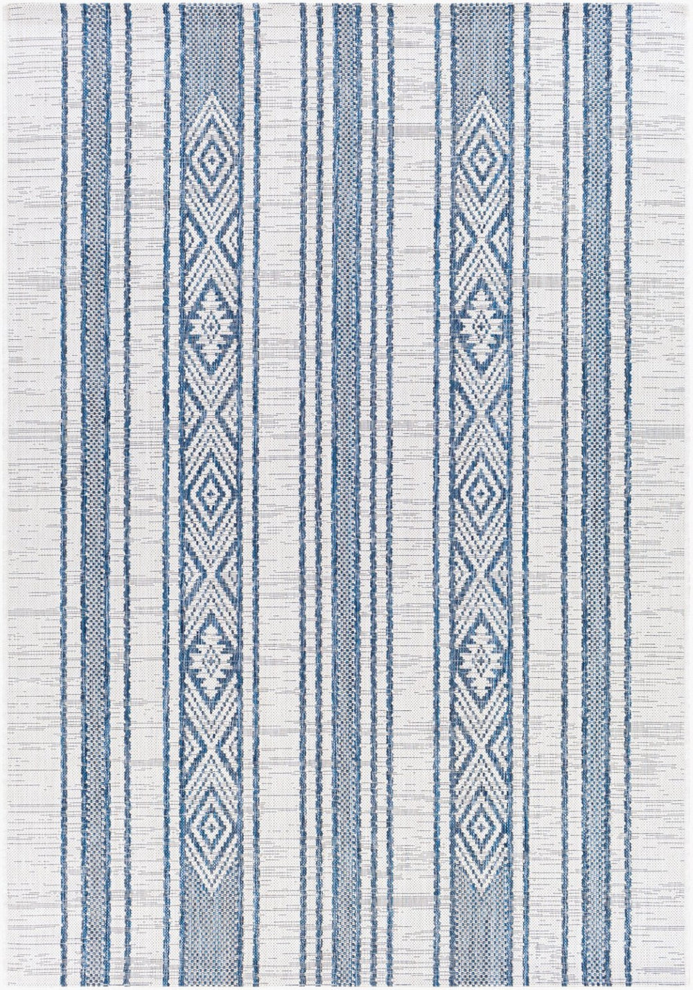 Livabliss Eagean Flatweave Polypropylene Rug Global Geometric Pattern for Patio or Entryway Dark Blue, Navy 5'3" x 7'7" EAG2351-5377