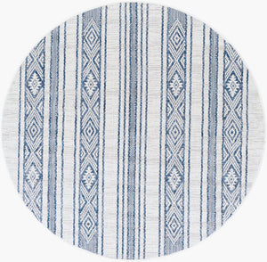 Livabliss Eagean Flatweave Polypropylene Rug Global Geometric Pattern for Patio or Entryway Dark Blue, Navy 6'7" x 6'7" Round EAG2351-67RD