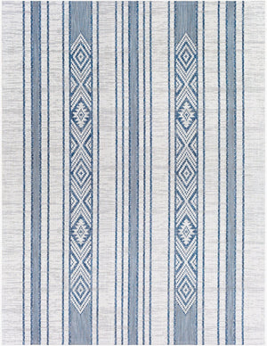 Livabliss Eagean Flatweave Polypropylene Rug Global Geometric Pattern for Patio or Entryway Dark Blue, Navy 7'10" x 10'2" EAG2351-710102