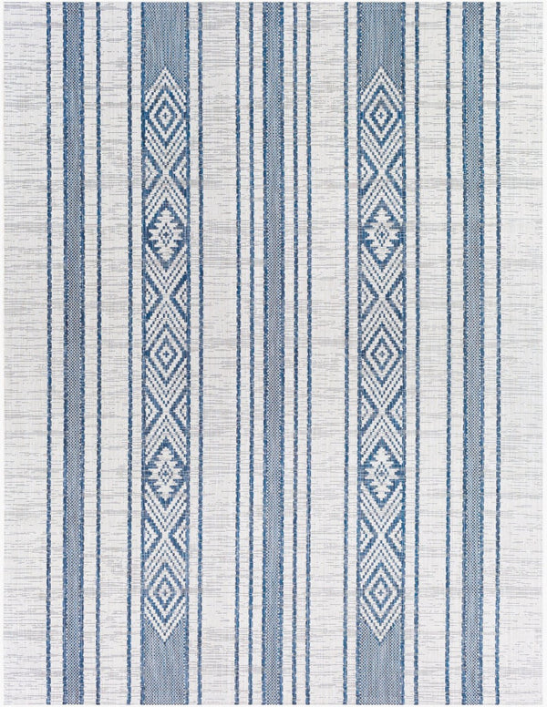 Livabliss Eagean Flatweave Polypropylene Rug Global Geometric Pattern for Patio or Entryway Dark Blue, Navy 7'10" x 10'2" EAG2351-710102