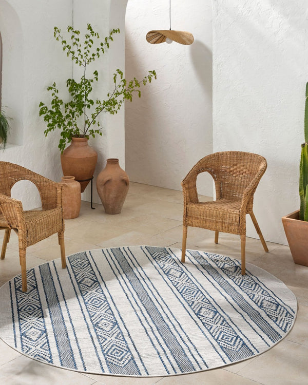 Livabliss Eagean Flatweave Polypropylene Rug Global Geometric Pattern for Patio or Entryway Dark Blue, Navy 2'7" x 10' EAG2351-2710