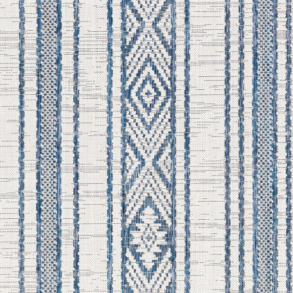 Livabliss Eagean Flatweave Polypropylene Rug Global Geometric Pattern for Patio or Entryway Dark Blue, Navy 2'7" x 10' EAG2351-2710