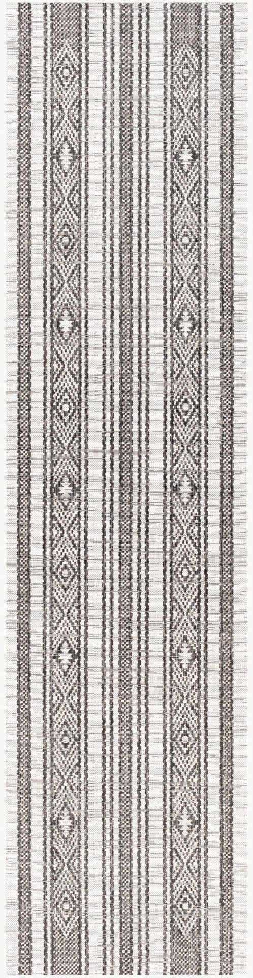Livabliss Eagean Bohemian Global Flatweave Polypropylene Runner Rug for Hallways and Entryways Black, White 2'7" x 10' EAG2352-2710