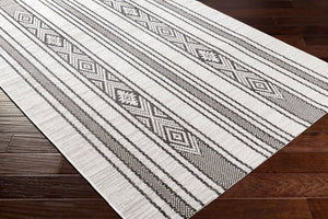 Livabliss Eagean Bohemian Global Flatweave Polypropylene Runner Rug for Hallways and Entryways Black, White 8'10" x 12' EAG2352-81012