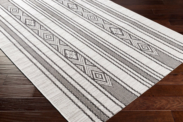 Livabliss Eagean Bohemian Global Flatweave Polypropylene Runner Rug for Hallways and Entryways Black, White 8'10" x 12' EAG2352-81012