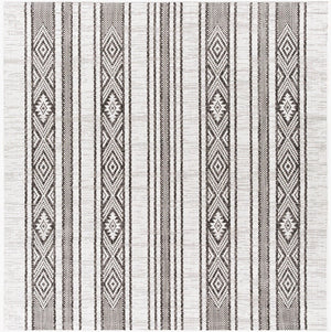 Livabliss Eagean Bohemian Global Flatweave Polypropylene Runner Rug for Hallways and Entryways Black, White 6'7" x 6'7" Square EAG2352-67SQ