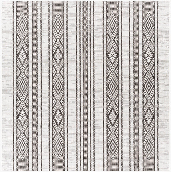 Livabliss Eagean Bohemian Global Flatweave Polypropylene Runner Rug for Hallways and Entryways Black, White 6'7" x 6'7" Square EAG2352-67SQ