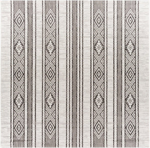 Livabliss Eagean Bohemian Global Flatweave Polypropylene Runner Rug for Hallways and Entryways Black, White 7'10" x 7'10" Square EAG2352-710SQ
