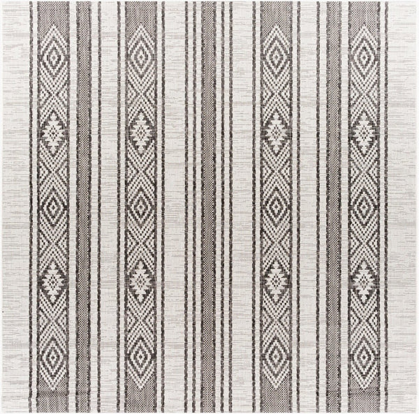 Livabliss Eagean Bohemian Global Flatweave Polypropylene Runner Rug for Hallways and Entryways Black, White 7'10" x 7'10" Square EAG2352-710SQ