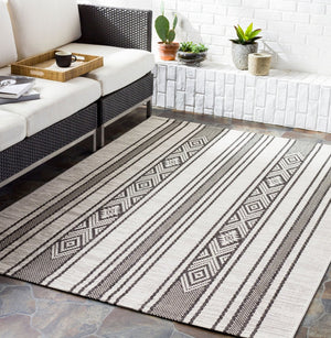 Livabliss Eagean Bohemian Global Flatweave Polypropylene Runner Rug for Hallways and Entryways Black, White 8'10" x 12' EAG2352-81012
