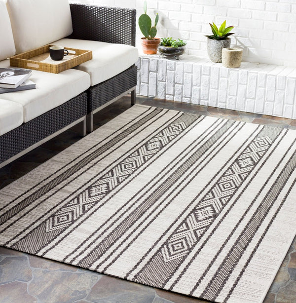Livabliss Eagean Bohemian Global Flatweave Polypropylene Runner Rug for Hallways and Entryways Black, White 8'10" x 12' EAG2352-81012