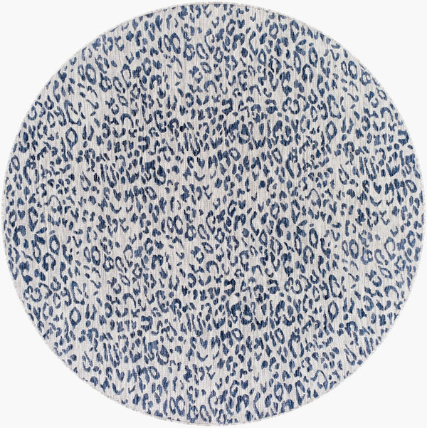 Livabliss Eagean Flatweave Polypropylene Rug Turkish Geometric Pattern for Entryway or Patio Dark Blue, Navy 6'7" x 6'7" Round EAG2353-67RD
