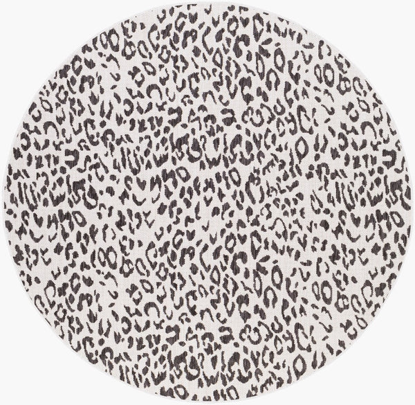 Livabliss Eagean Flatweave Polypropylene Indoor Outdoor Rug for Entryways and Compact Spaces Black, White 7'10" x 7'10" Round EAG2354-710RD