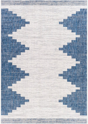 Livabliss Eagean Bohemian Global Flatweave Polypropylene Rug for Living Dining Entryway Spaces Dark Blue, Whit 8'10" x 12' EAG2355-81012