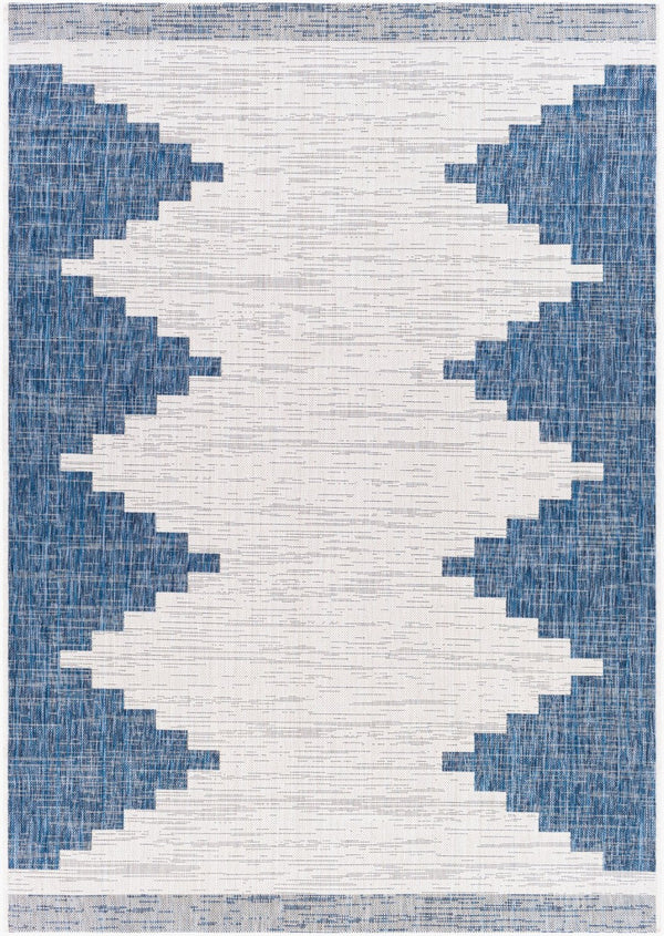 Livabliss Eagean Bohemian Global Flatweave Polypropylene Rug for Living Dining Entryway Spaces Dark Blue, Whit 8'10" x 12' EAG2355-81012