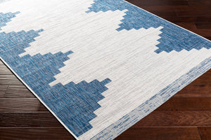 Livabliss Eagean Bohemian Global Flatweave Polypropylene Rug for Living Dining Entryway Spaces Dark Blue, Whit 8'10" x 12' EAG2355-81012