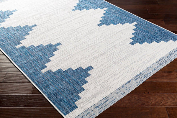 Livabliss Eagean Bohemian Global Flatweave Polypropylene Rug for Living Dining Entryway Spaces Dark Blue, Whit 8'10" x 12' EAG2355-81012