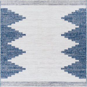 Livabliss Eagean Bohemian Global Flatweave Polypropylene Rug for Living Dining Entryway Spaces Dark Blue, Whit 6'7" x 6'7" Square EAG2355-67SQ
