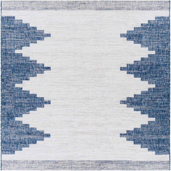 Livabliss Eagean Bohemian Global Flatweave Polypropylene Rug for Living Dining Entryway Spaces Dark Blue, Whit 6'7" x 6'7" Square EAG2355-67SQ