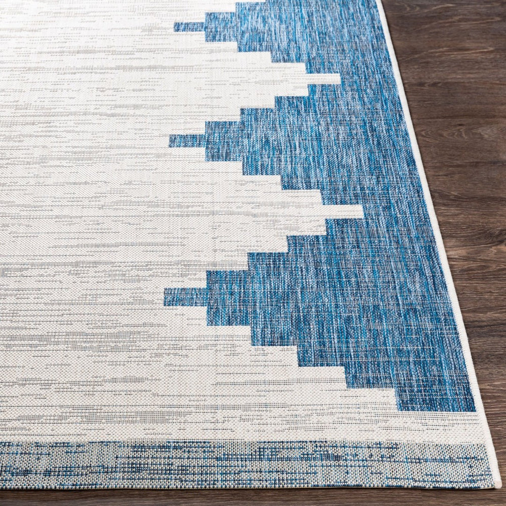 Livabliss Eagean Bohemian Global Flatweave Polypropylene Rug for Living Dining Entryway Spaces Dark Blue, Whit 6'7" x 6'7" Round EAG2355-67RD