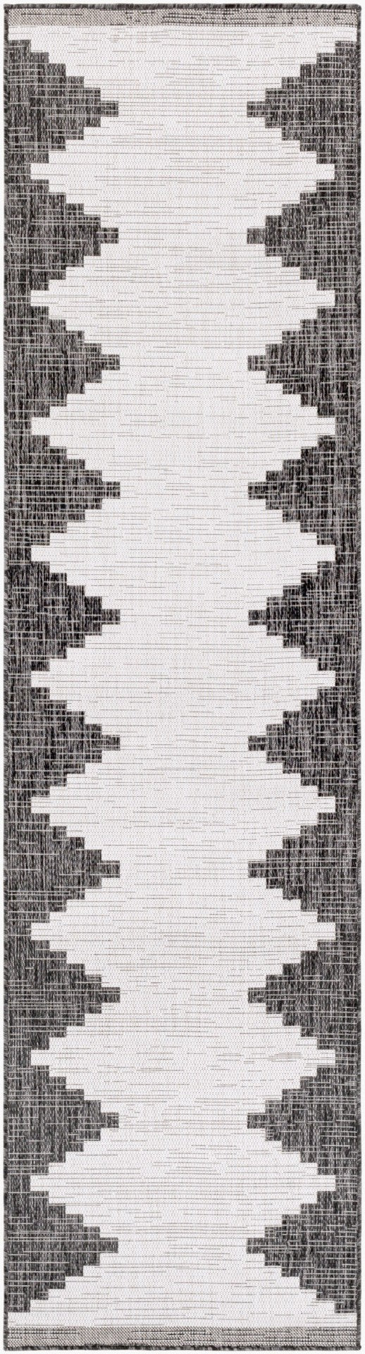 Livabliss Eagean Bohemian Geometric Polypropylene Accent Rug for Entryways and Small Spaces Black, White 2'7" x 10' EAG2356-2710