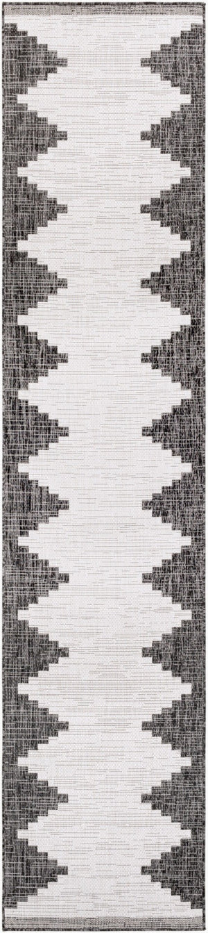 Livabliss Eagean Bohemian Geometric Polypropylene Accent Rug for Entryways and Small Spaces Black, White 2'7" x 12' EAG2356-2712