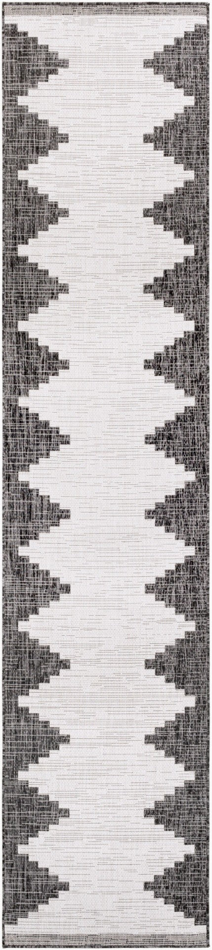 Livabliss Eagean Bohemian Geometric Polypropylene Accent Rug for Entryways and Small Spaces Black, White 2'7" x 12' EAG2356-2712