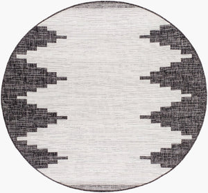 Livabliss Eagean Bohemian Geometric Polypropylene Accent Rug for Entryways and Small Spaces Black, White 6'7" x 6'7" Round EAG2356-67RD