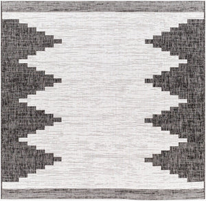 Livabliss Eagean Bohemian Geometric Polypropylene Accent Rug for Entryways and Small Spaces Black, White 7'10" x 7'10" Square EAG2356-710SQ
