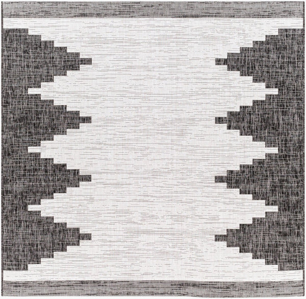 Livabliss Eagean Bohemian Geometric Polypropylene Accent Rug for Entryways and Small Spaces Black, White 7'10" x 7'10" Square EAG2356-710SQ