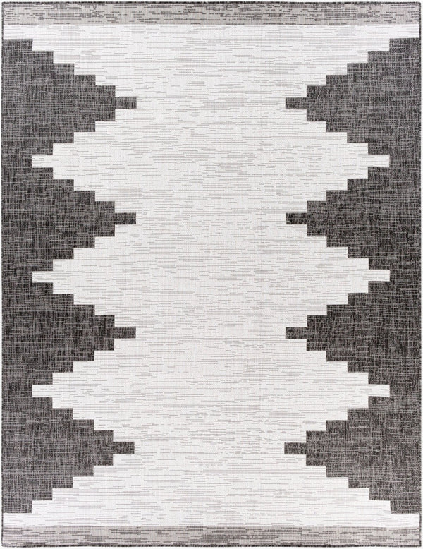 Livabliss Eagean Bohemian Geometric Polypropylene Accent Rug for Entryways and Small Spaces Black, White 7'10" x 10'2" EAG2356-710102
