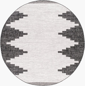 Livabliss Eagean Bohemian Geometric Polypropylene Accent Rug for Entryways and Small Spaces Black, White 7'10" x 7'10" Round EAG2356-710RD