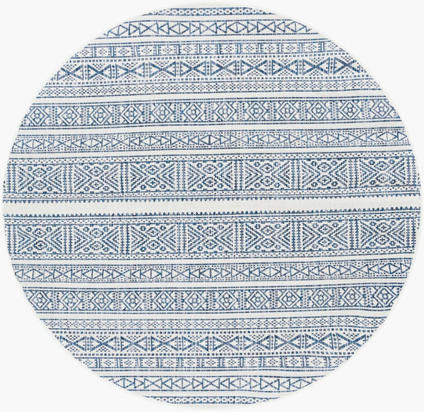 Livabliss Eagean Global Geometric Flatweave Polypropylene Rug for Entryways and Compact Spaces Dark Blue, Navy 6'7" x 6'7" Round EAG2357-67RD