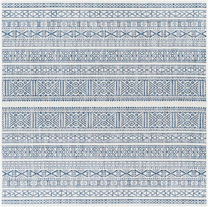 Livabliss Eagean Global Geometric Flatweave Polypropylene Rug for Entryways and Compact Spaces Dark Blue, Navy 6'7" x 6'7" Square EAG2357-67SQ