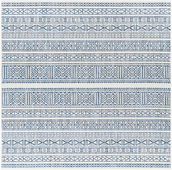 Livabliss Eagean Global Geometric Flatweave Polypropylene Rug for Entryways and Compact Spaces Dark Blue, Navy 6'7" x 6'7" Square EAG2357-67SQ