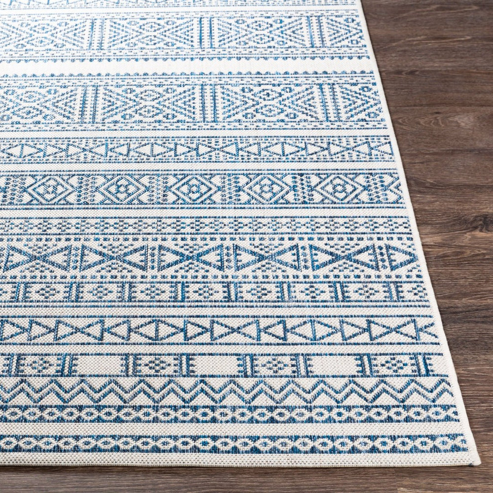 Livabliss Eagean Global Geometric Flatweave Polypropylene Rug for Entryways and Compact Spaces Dark Blue, Navy 2'7" x 12' EAG2357-2712
