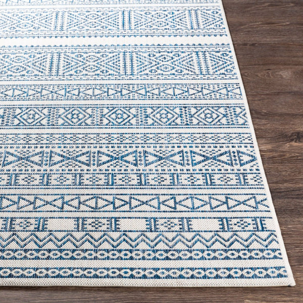 Livabliss Eagean Global Geometric Flatweave Polypropylene Rug for Entryways and Compact Spaces Dark Blue, Navy 6'7" x 6'7" Round EAG2357-67RD