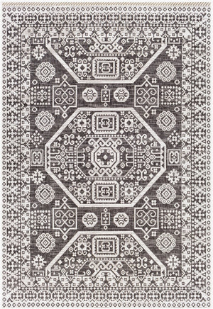 Livabliss Eagean Bohemian Global Pattern Polypropylene Low Pile Indoor Outdoor Area Rug Black, White 2' x 2'11" EAG2359-2211