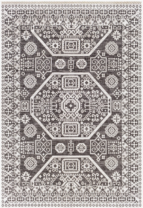 Livabliss Eagean Bohemian Global Pattern Polypropylene Low Pile Indoor Outdoor Area Rug Black, White 2' x 2'11" EAG2359-2211