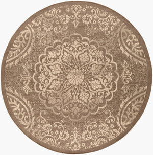 Livabliss Eagean Traditional Flatweave Polypropylene Rug Turkey Woven Square Living Room Dark Brown, Bei 5'3" x 5'3" EAG2362-53RD