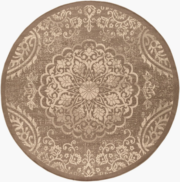 Livabliss Eagean Traditional Flatweave Polypropylene Rug Turkey Woven Square Living Room Dark Brown, Bei 5'3" x 5'3" EAG2362-53RD