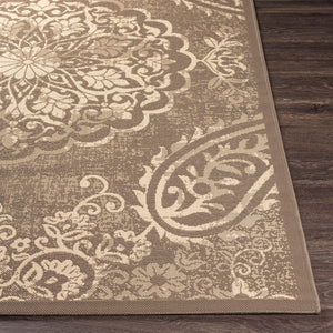 Livabliss Eagean Traditional Flatweave Polypropylene Rug Turkey Woven Square Living Room Dark Brown, Bei 6'7" x 6'7" EAG2362-67SQ