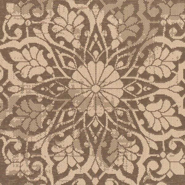 Livabliss Eagean Traditional Flatweave Polypropylene Rug Turkey Woven Square Living Room Dark Brown, Bei 6'7" x 6'7" EAG2362-67SQ