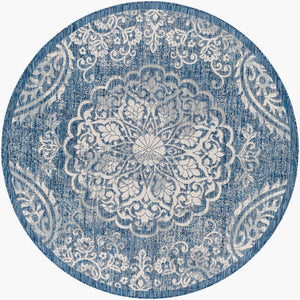 Livabliss Eagean Geometric Flatweave Polypropylene Rug Turkish Woven for High Traffic Entryways Dark Blue, Deni 6'7" x 6'7" EAG2363-67RD
