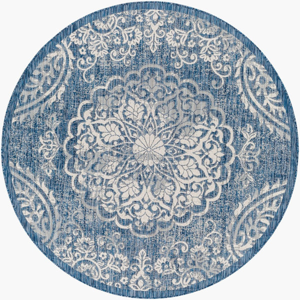 Livabliss Eagean Geometric Flatweave Polypropylene Rug Turkish Woven for High Traffic Entryways Dark Blue, Deni 6'7" x 6'7" EAG2363-67RD