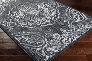 Livabliss Eagean Geometric Flatweave Polypropylene Rug Turkish Woven Indoor Outdoor Living Black, Charcoal 7'10" x 7'10" EAG2364-710SQ