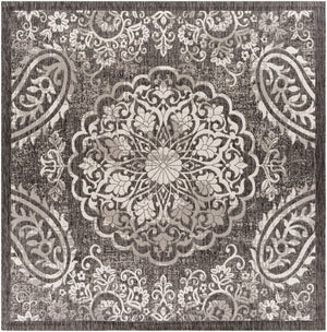 Livabliss Eagean Geometric Flatweave Polypropylene Rug Turkish Woven Indoor Outdoor Living Black, Charcoal 7'10" x 7'10" EAG2364-710SQ