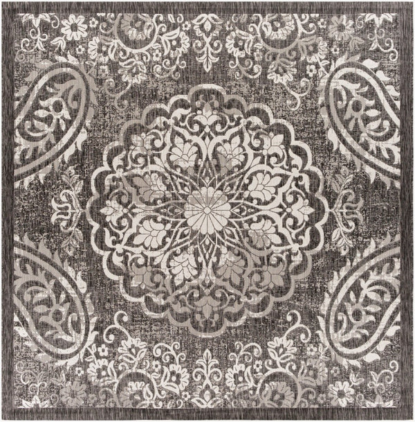 Livabliss Eagean Geometric Flatweave Polypropylene Rug Turkish Woven Indoor Outdoor Living Black, Charcoal 7'10" x 7'10" EAG2364-710SQ